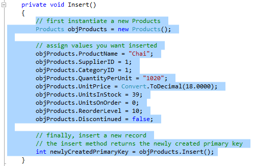 Product Example Insert Method